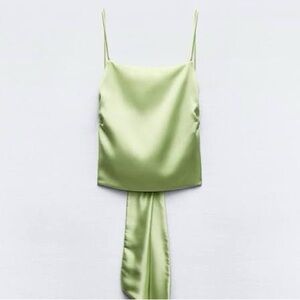 Zara Light Green Satin Camisole Top